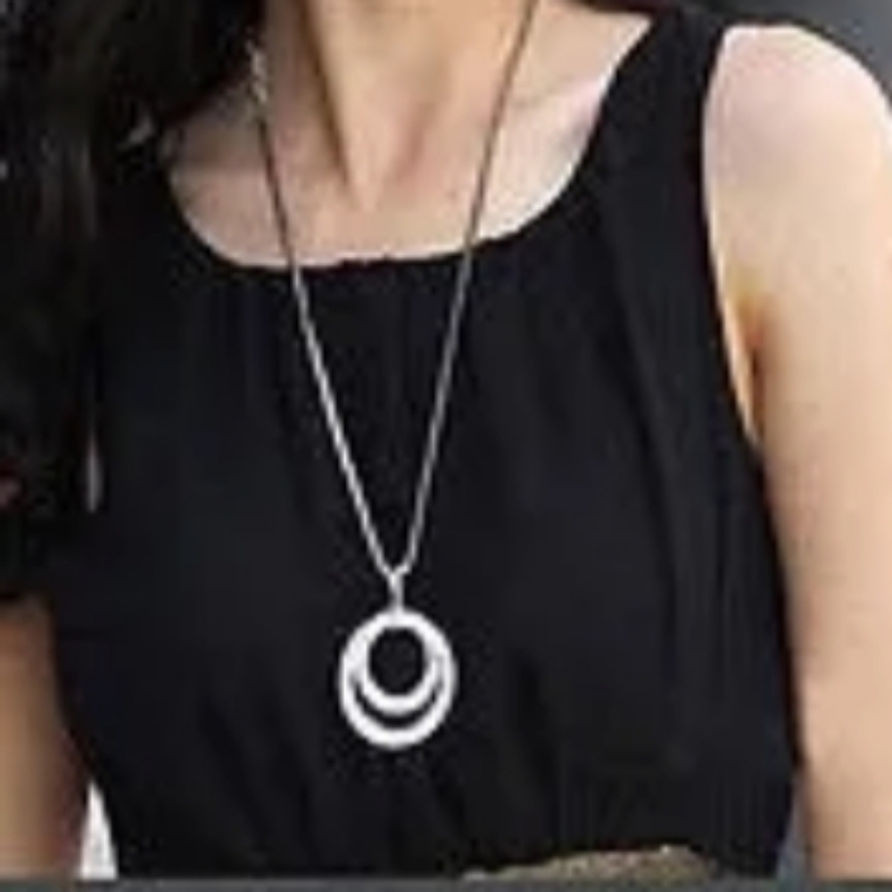 Rhinestone silver plated long chain necklace with gift box